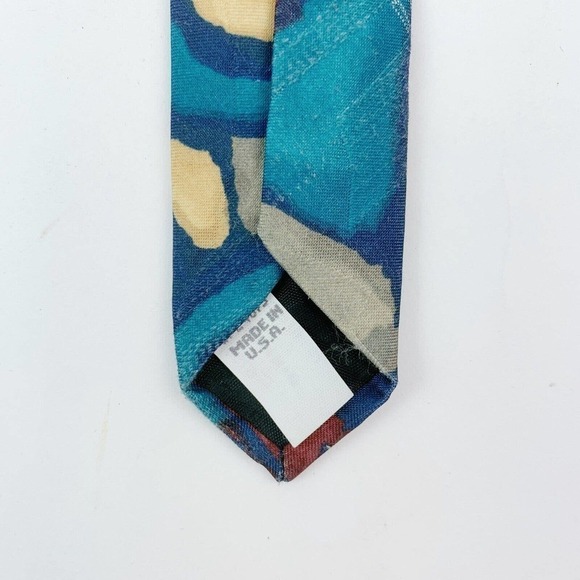 VINTAGE Sutter & Grant Men’s Tie Polyester Abstract Floral Made in USA 58 x 3.9" - Picture 4 of 9
